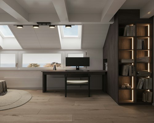 Comfortable workspace setup in an apartment with diffuse natural light